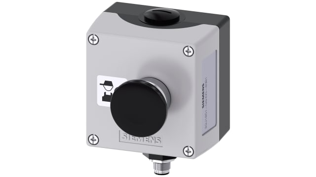 Siemens Black, Grey Metal 3SU1 Control Station Enclosure - 1 Hole 22 mm Diameter | 3SU1851-0AH00-4NB1