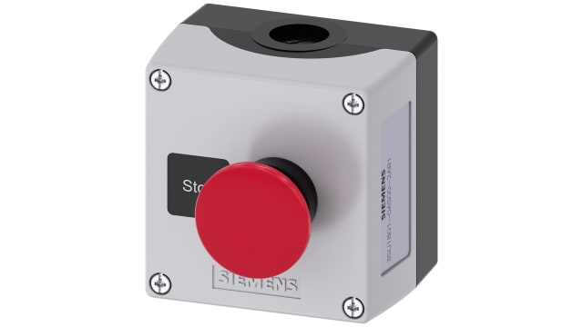 Siemens Grey, Black Plastic 3SU1 Control Station Enclosure - 1 Hole 22 mm Diameter | 3SU1801-0AS00-2AB1