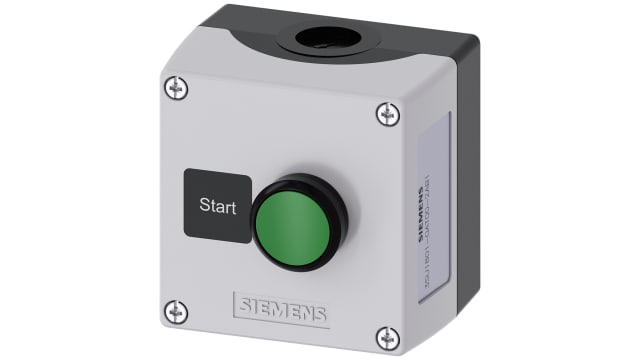 Siemens Black, Grey Plastic 3SU1 Control Station Enclosure - 1 Hole 22 mm Diameter | 3SU1801-0AT00-2AB1