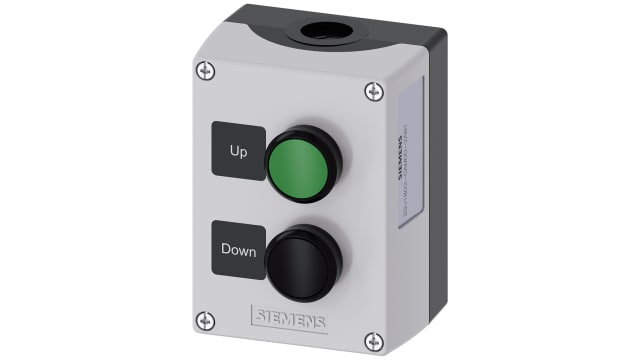 Siemens Grey, Black Plastic 3SU1 Control Station Enclosure - 2 Hole 22 mm Diameter | 3SU1802-0AM00-2AB1