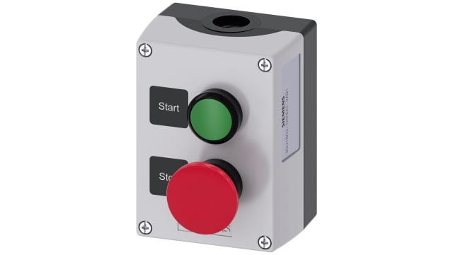 Siemens Black, Grey Plastic 3SU1 Control Station Enclosure - 2 Hole 22 mm Diameter | 3SU1802-0AN00-2AB1