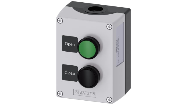 Siemens Grey, Black Plastic 3SU1 Control Station Enclosure - 2 Hole 22 mm Diameter | 3SU1802-0AQ00-2AB1