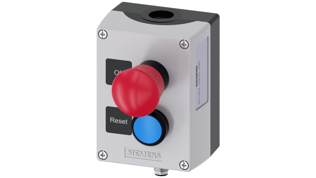 Siemens Grey, Black Plastic 3SU1 Control Station Enclosure - 2 Hole 22 mm Diameter | 3SU1802-0NE00-4SB1