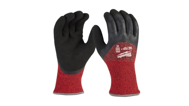 Milwaukee Winter Cut Black, Red Fibreglass, HPPE Work Gloves, Size 10/XL, Latex Coating | 4932480619