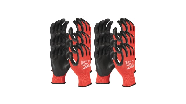 Milwaukee CUT C Black, Red Nitrile Work Gloves, Size 10/XL, Nitrile Coating | 4932471620