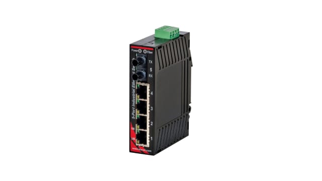 N-Tron SL-5ES Series DIN Rail Ethernet Switch, 4, 100Mbps Transmission, 10/30 V dc | SL-5ES-2ST