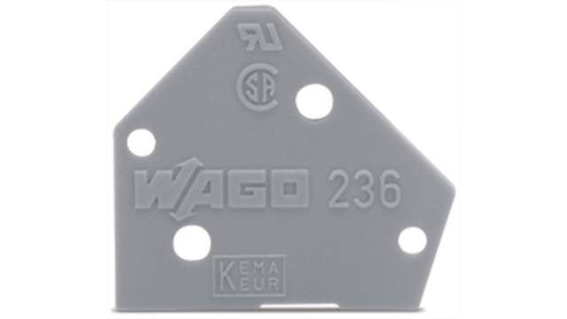 WAGO 236 Series End Plate for Use with Rail Mount Terminal Blocks | 236-500