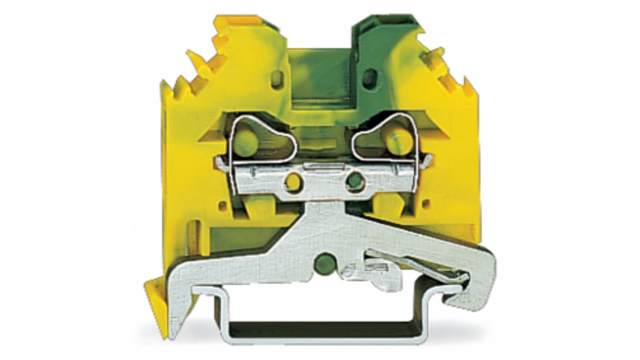 WAGO 2-Way 2 Conductor Ground Terminal Block Earth Terminal Block, 4 mm², 0.08/4 mm² Wire, Cage Clamp, Polyamide Housing | 281-107