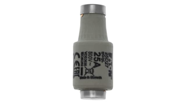 Eaton 25 A Bottle Fuse, 500 V ac | 25D27 FUSE-D2 25A T GL/GG 500VAC E27