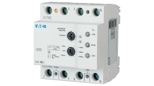 Eaton PDIM RCCB, 100A, 4 Pole, 0.03 → 1mA, Type A, 230/400V ac | 111761 PDIM-100/4