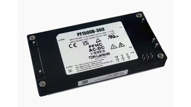 TDK-Lambda AC-DC Power Supply, PF1500B-360, 360V dc, 4.2A, 1.512kW, 1 Output, 85 - 265V ac Input Voltage | PF1500B-360