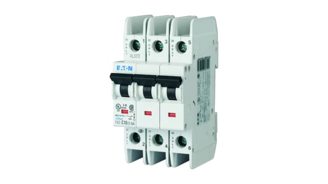 Eaton xEffect FAZ Miniature Circuit Breaker, 3-Pole, 8 A, Type C, 415 V ac AC, 60 V dc DC, 10 kA Breaking Capacity | 102246 FAZ-C8/3-NA