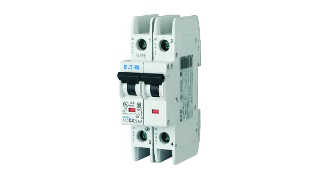 Eaton xEffect FAZ Miniature Circuit Breaker, 2-Pole, 25 A, Type B, 415 V ac AC, 60 V dc DC, 15 kA Breaking Capacity | 132707 FAZ-B25/2-NA