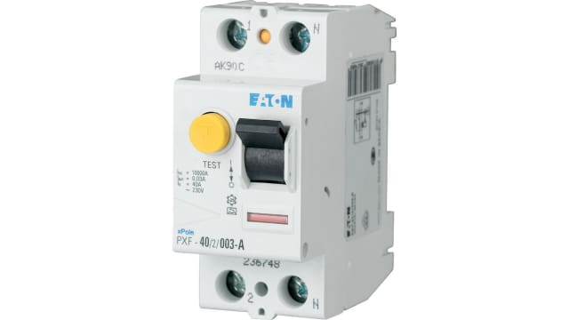 Eaton PXF RCCB, 40A, 2 Pole, 500mA, Type A, 230V ac | 236751 PXF-40/2/05-A