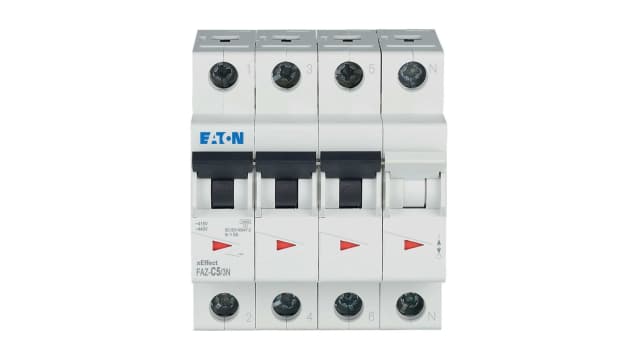 Eaton xEffect FAZ Miniature Circuit Breaker, 3-Pole, 5 A, Type C, 400 V ac AC, 10 kA Breaking Capacity | 278968 FAZ-C5/3N