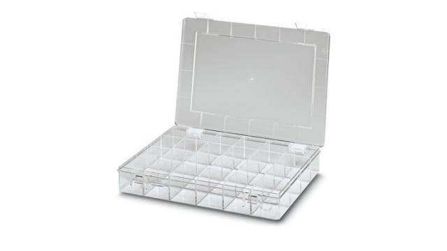 Phoenix Contact 24 Cell Transparent Polystyrene Compartment Box, 55 mm x 335 mm x 225 mm | 5031524