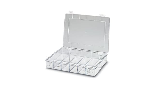 Phoenix Contact 12 Cell Transparent Polystyrene Compartment Box, 55 mm x 335 mm x 225 mm | 5020658