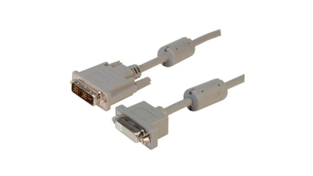 L-Com, Male DVI-D Single Link Connector to Female DVI-D Cable, 3 ft Grey sheath Polyvinyl Chloride | PMDVI-DSLMF-3