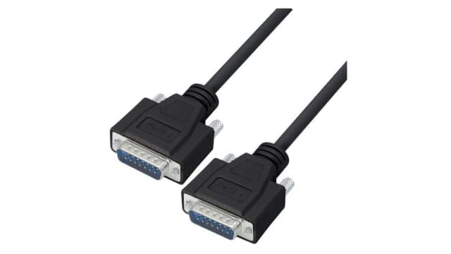 L-Com Male 15 Pin D-sub to Male 15 Pin D-sub Cable assembly, 15ft PVC | CSMNB15MM-15