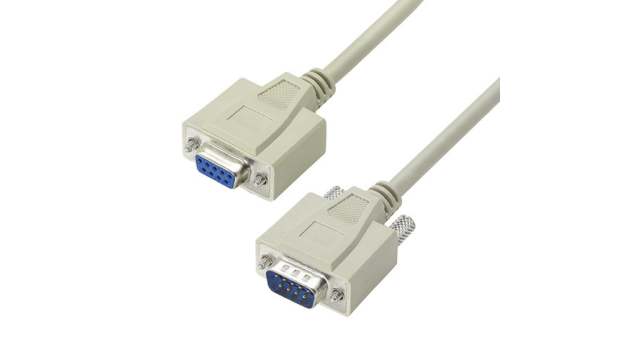 L-Com Male 9 Pin D-sub to Female 9 Pin D-sub Cable assembly, 1ft PVC | CRMN9MF-1