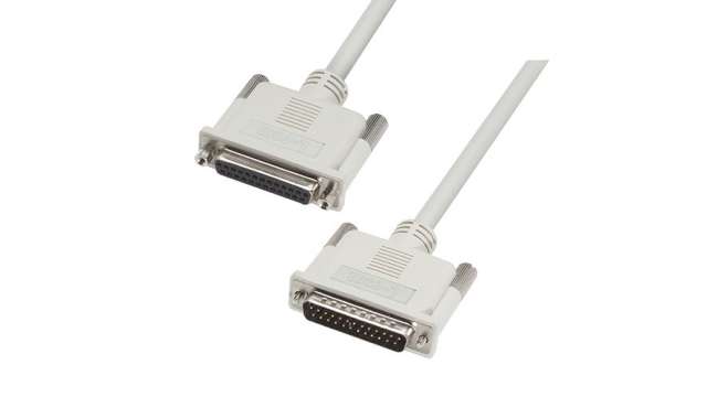 L-Com Male 25 Pin D-sub to Female 25 Pin D-sub Cable assembly, 25ft PVC | CS2N25MF-25