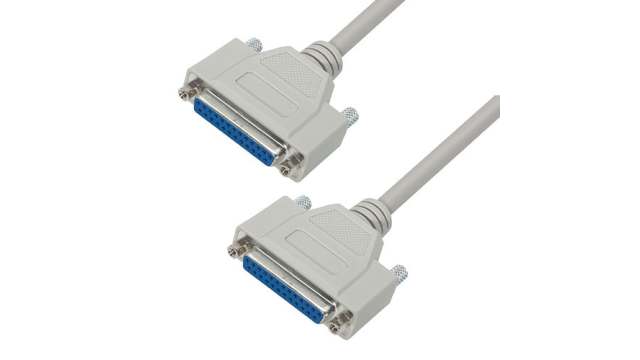 L-Com Male 25 Pin D-sub to Female 25 Pin D-sub Cable assembly, 10ft PVC | CSMN25MF-10