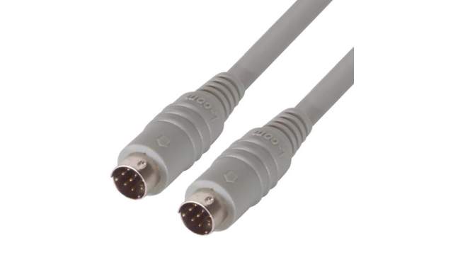 L-Com Male Mini-DIN8 to Male Grey DIN Cable 6 ft | DK238MM-6
