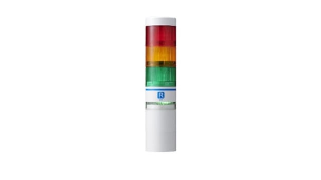 Patlite WIO-B1R Series Amber, Green, Red Signal Tower for Use with LR6, 24 V dc, LED Bulb, DC, IP65 | WIO-B1R-RYG