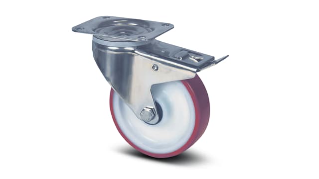 Tente Braked Swivel Castor Wheel, 200kg Capacity, 125mm Wheel | 8377 UAD 125/32 P62 ROUGE