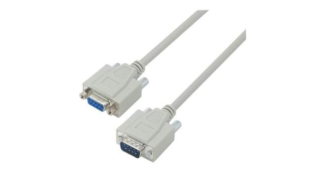 L-Com Male DB9 to Female DB9 Cable assembly, 10ft PVC | CSMN9MF-10