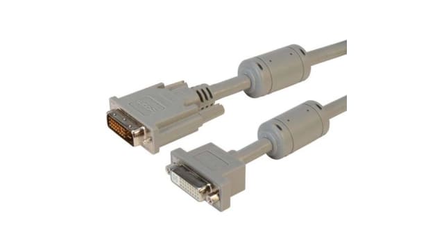 L-Com, Male DVI-D Dual Link Connector to Female DVI-D Cable, 3 ft Grey sheath Polyvinyl Chloride | PMDVI-DDLMF-3