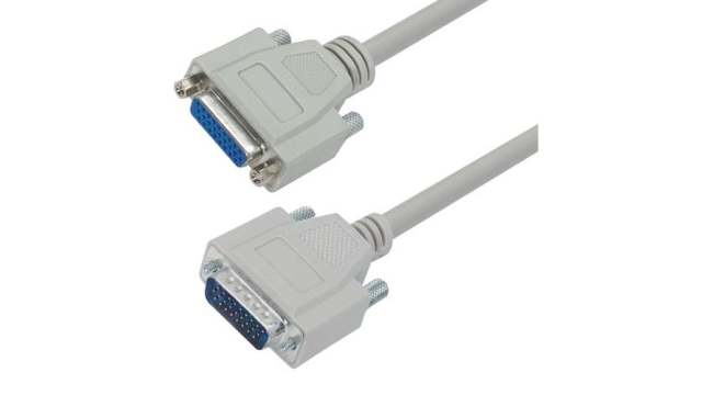 L-Com Male D-Sub to Female 15 Pin D-sub Cable assembly, 5ft PVC | CHD26MF-5