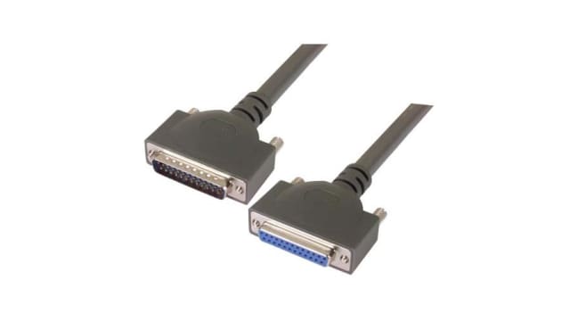 L-Com Male 25 Pin D-sub to Female 25 Pin D-sub Cable assembly, 5ft PVC | CPMS25MF-5