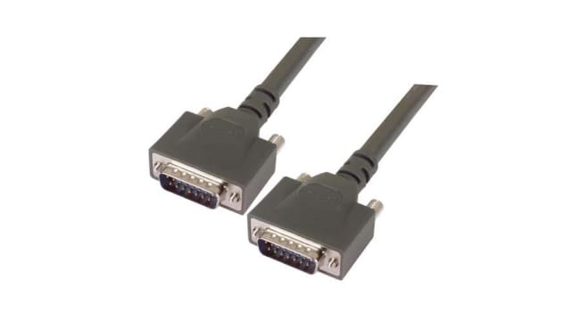 L-Com Male 15 Pin D-sub to Male 15 Pin D-sub Cable assembly, 2.5ft PVC | CPMS15MM-2.5