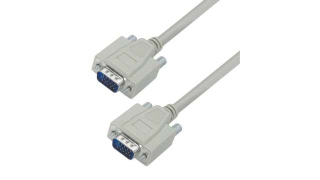L-Com Male 15 Pin D-sub to Male 15 Pin D-sub Cable assembly, 7.5ft PVC | CHD15MM-7.5