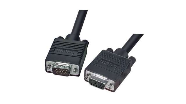 L-Com Male HD15 Male to Female HD15 SVGA Cable, 5 ft Black | CTL3VGAMF-5B