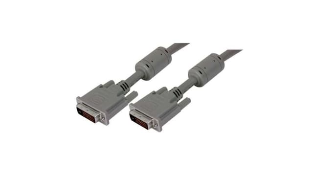 L-Com, Male Male DVI-D Dual Link Connector to Male Cable, 10 ft Grey sheath Polyvinyl Chloride | CTLDVI-DL-MM-10