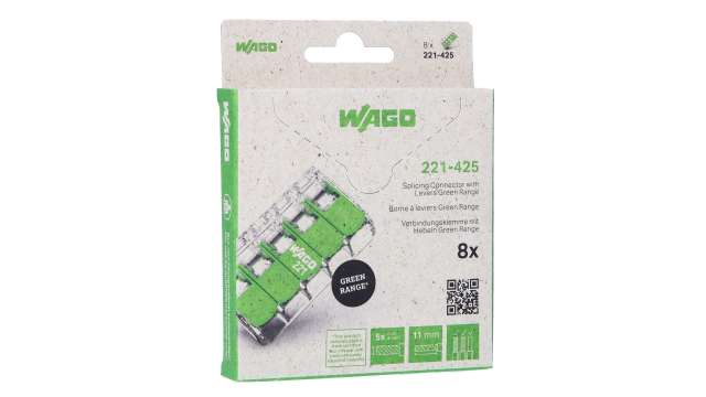 WAGO, 221 Wire Splice Splice Connector, Clear, Insulated 12 AWG | 221-425/995-008