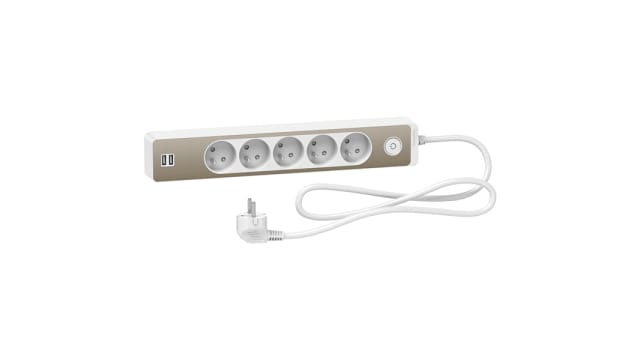 Schneider Electric 1.5 m 5 Socket USB Type A Extension Lead, 250V, IP44 | ST935U1WB
