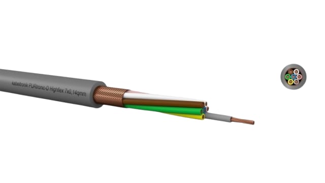 Kabeltronik PURTRONIC Series Control Cable, 7 Cores, 0.14 mm², 26 AWG, 100m, Shielded Shield, Control Cable | 213071400