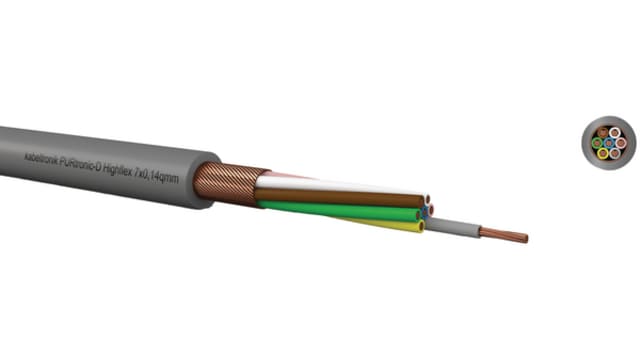 Kabeltronik PURtronic D Series Multicore Industrial Cable, 5 Cores, 0.14 mm², 26 AWG, 100m, Shielded Shield, Multicore | 213051400