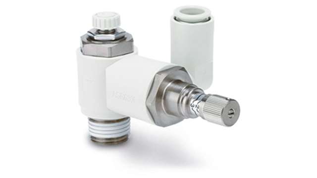 SMC ASR Series Threaded Air Saving Valve, R 1/4 Male Inlet Port x 8mm Tube Outlet Port, ASR530F-02-08S | ASR530F-02-08S