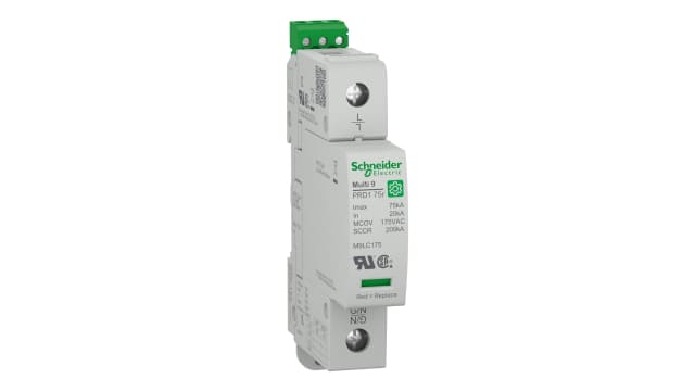 Schneider Electric 1 Phase Surge Arrester, 75 kA, 600 V, DIN Rail | M9L11120