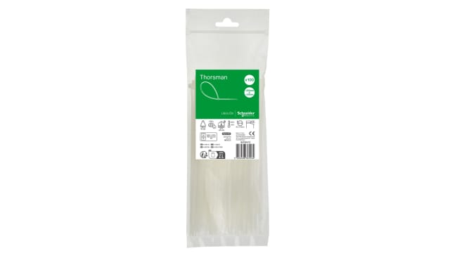 Schneider Electric Cable Tie, Cable Tie, 200 mm x 3.6 mm, Clear Polyamide 66 | IMT46413