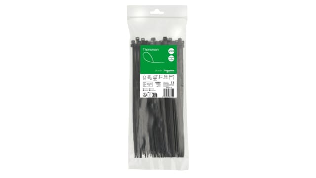 Schneider Electric Cable Tie, Cable Tie, 250 mm x 4.8 mm, Black Polyamide 66 | IMT46416