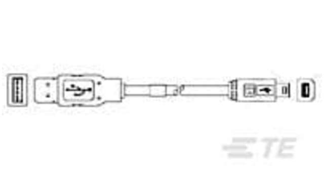 TE Connectivity , Male USB A to Male USB B, 1.8m | 1487596-3