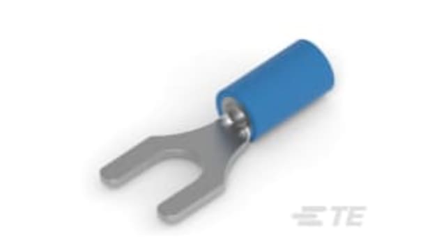 TE Connectivity, 160171 Insulated Fork Terminal, 16 AWG to 14 AWG, 5.2 mm Stud Size, Blue | 160171