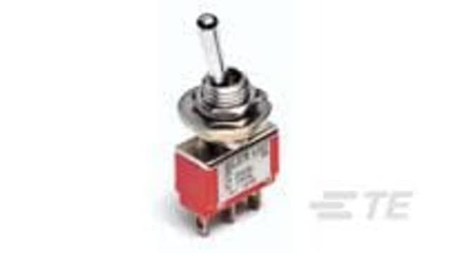 TE Connectivity Toggle Switch, PCB, Vertical Mount, (On)-Off -(On), Single Pole Double Throw, 1000V ac | 3-1825137-5