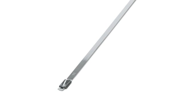 Phoenix Contact Cable Tie, Steel Strip, 259 mm x 4.6 mm, Silver Stainless Steel | 3240822