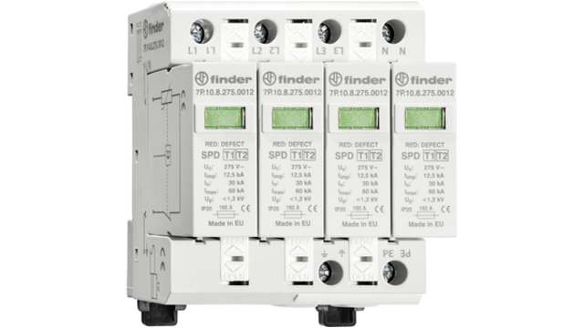 Finder, 7P Surge Protection Device 275V Maximum Voltage Rating 60 kA Maximum Surge Current Surge Protection | 7P.15.8.275.1012